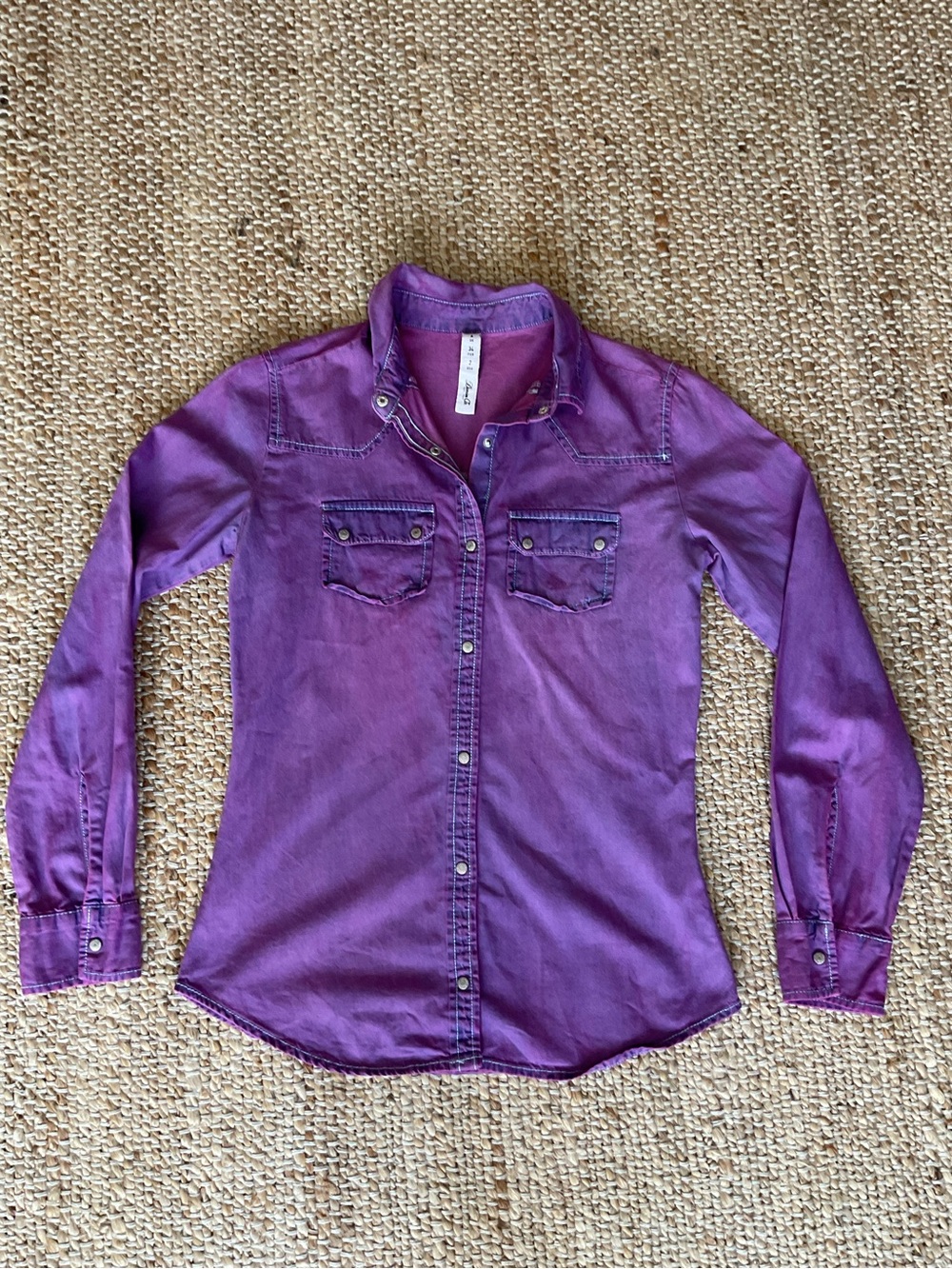 Denim & co. Western s-2 button down. Shirt purple